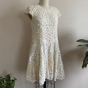 Ecru Lace Fit-and-Flare Mini Dress - Sea New York
